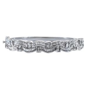 3.00 Ct Baguette Cut Diamond Bangle Bracelet 14K